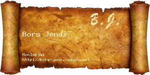 Bors Jenő névjegykártya